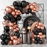 Nuvarey Metallic Rose Gold Black Balloon Set Balloon Arch Wedding Birthday Graduation Bachelor Party Decoration Set