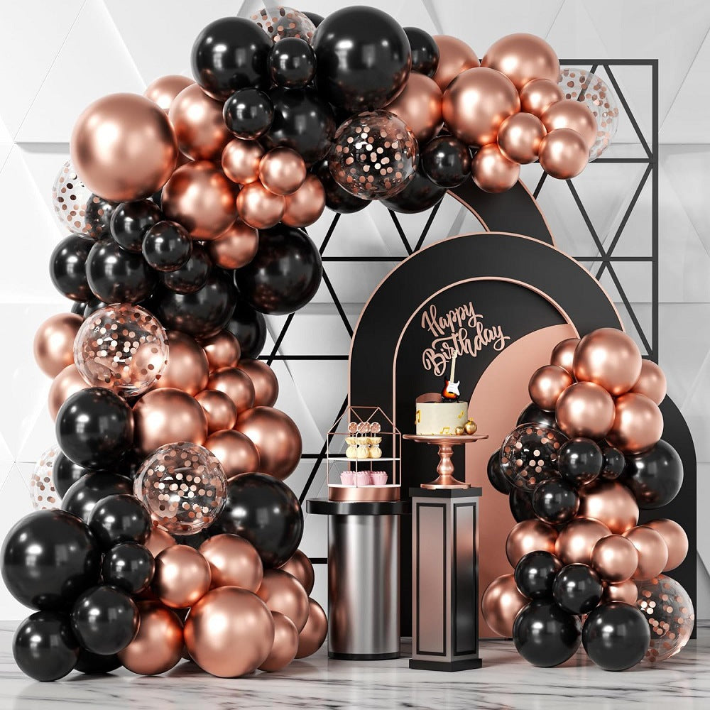 Nuvarey Metallic Rose Gold Black Balloon Set Balloon Arch Wedding Birthday Graduation Bachelor Party Decoration Set