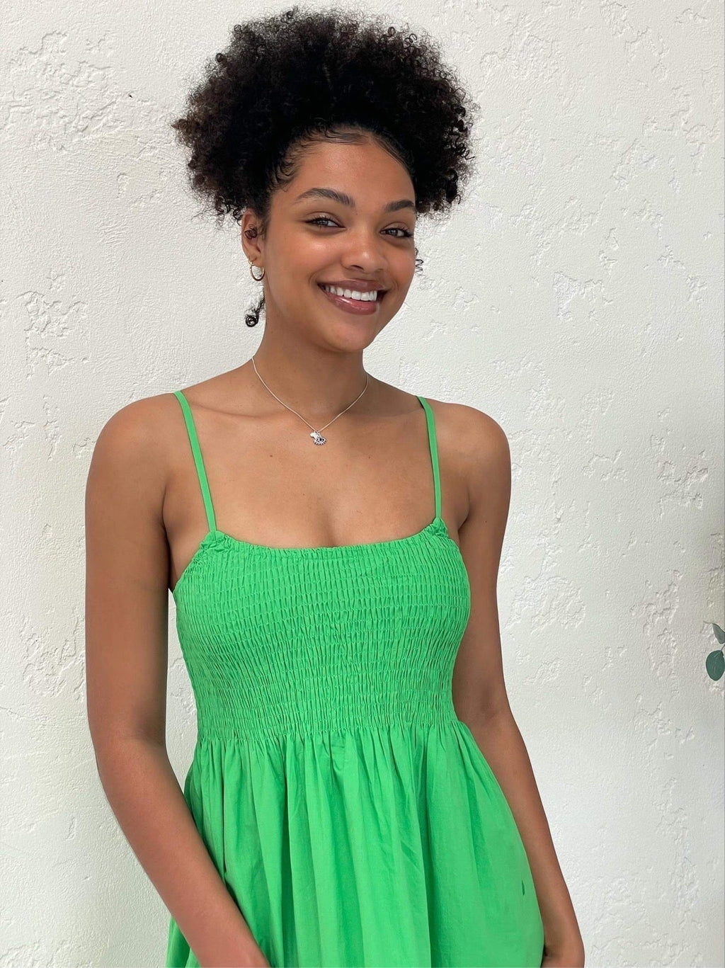 Smocked Green Maxi Dress