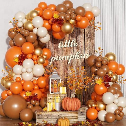 Nuvarey Autumn Orange Balloon Chain Set Thanksgiving Party Event Decoration
