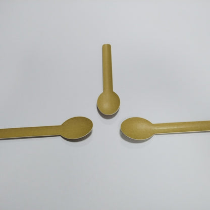 Nuvarey Brown paper spoon 155mm long disposable paper eco-friendly knife, fork and spoon