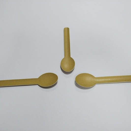 Nuvarey Brown paper spoon 155mm long disposable paper eco-friendly knife, fork and spoon