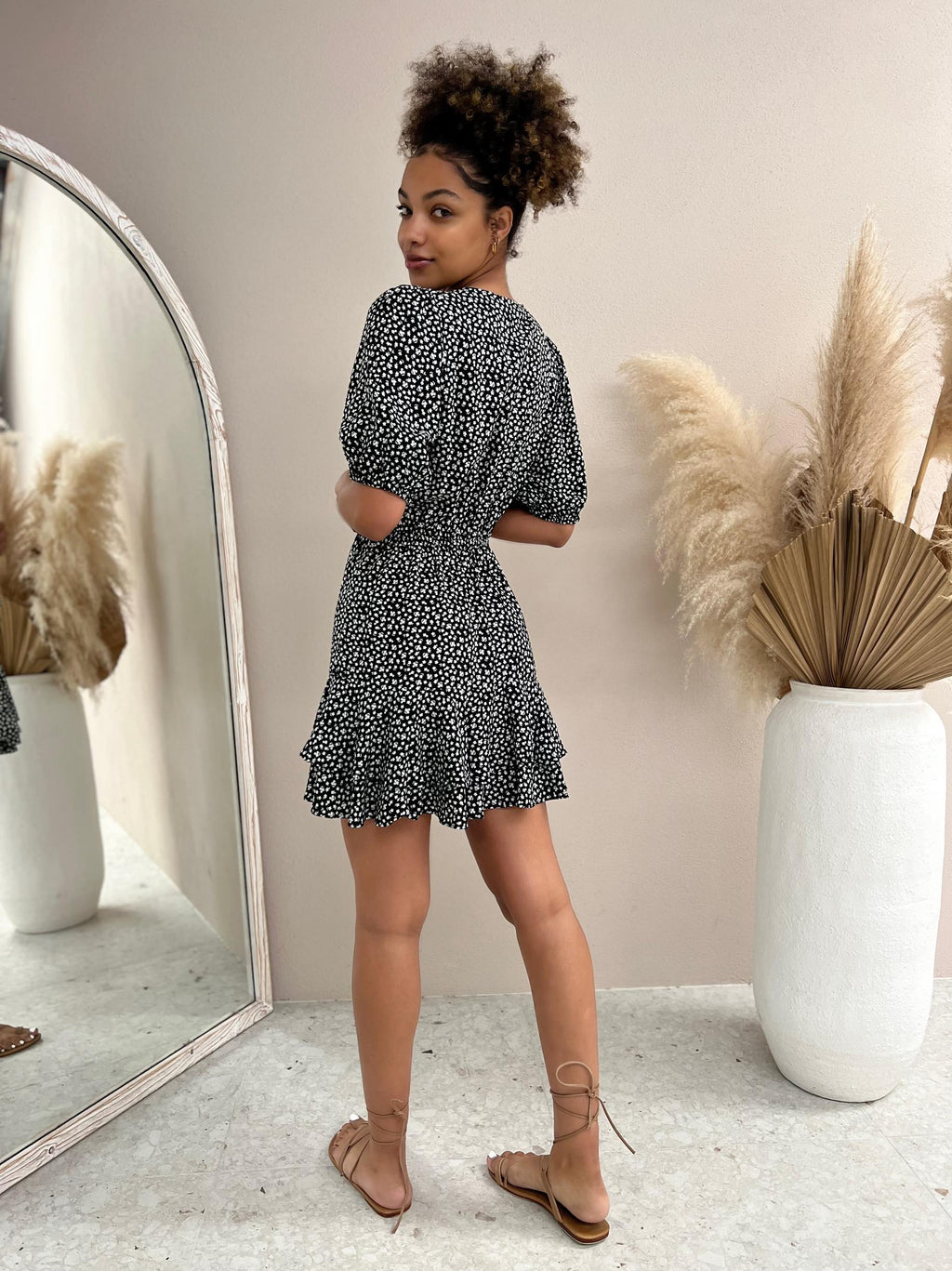 Dress - Black & White Floral