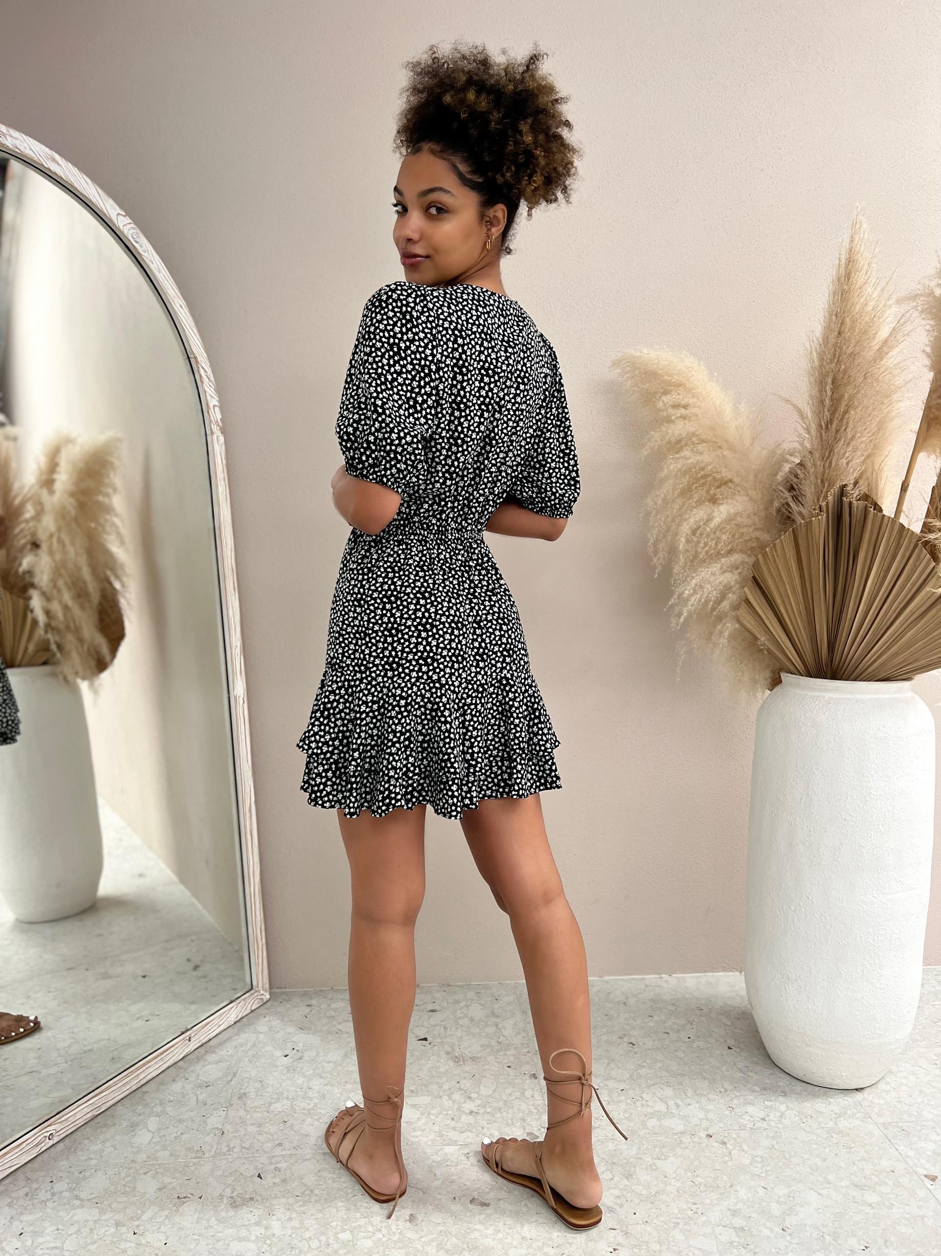 Dress - Black & White Floral