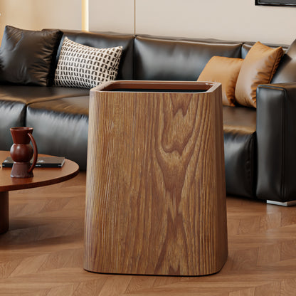 Nuvarey Wood grain trash can home living room bedroom middle-class style high-end light luxury wastebasket office