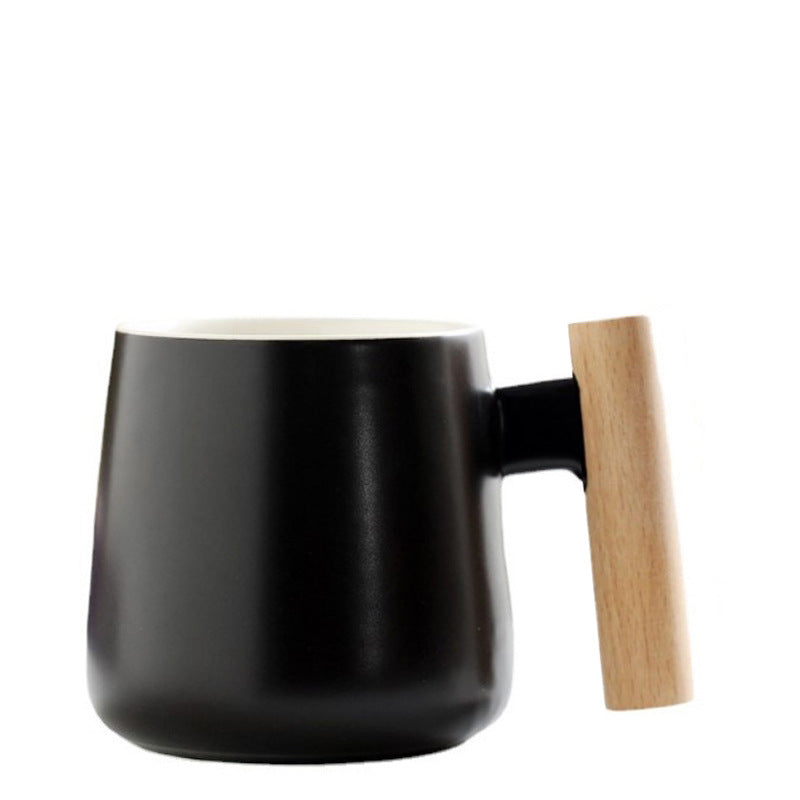Nuvarey Wooden handle ceramic mug office water cup