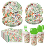 Nuvarey 9-Inch and 7-Inch Jungle Animals Theme Disposable Paper Plates (25 Each), 25 Paper Cups, 25 Napkins, 25 Forks and Knives, Dinnerware Party Set – Packaging May Vary