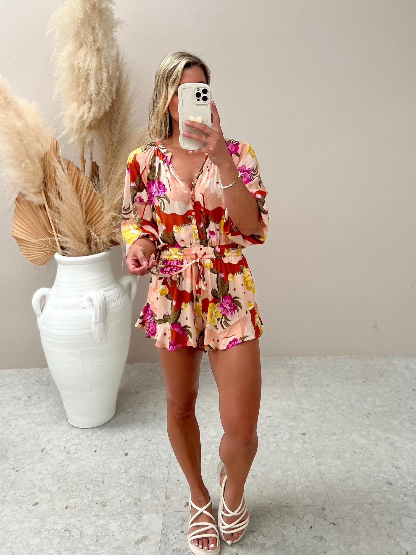 Floral Print Button-Up Playsuit