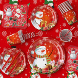 Nuvarey 9-Inch and 7-Inch Christmas Theme Disposable Paper Plates (25 Each), 25 Paper Cups, 25 Napkins, 25 Forks and Knives, Dinnerware Party Set – Packaging May Vary