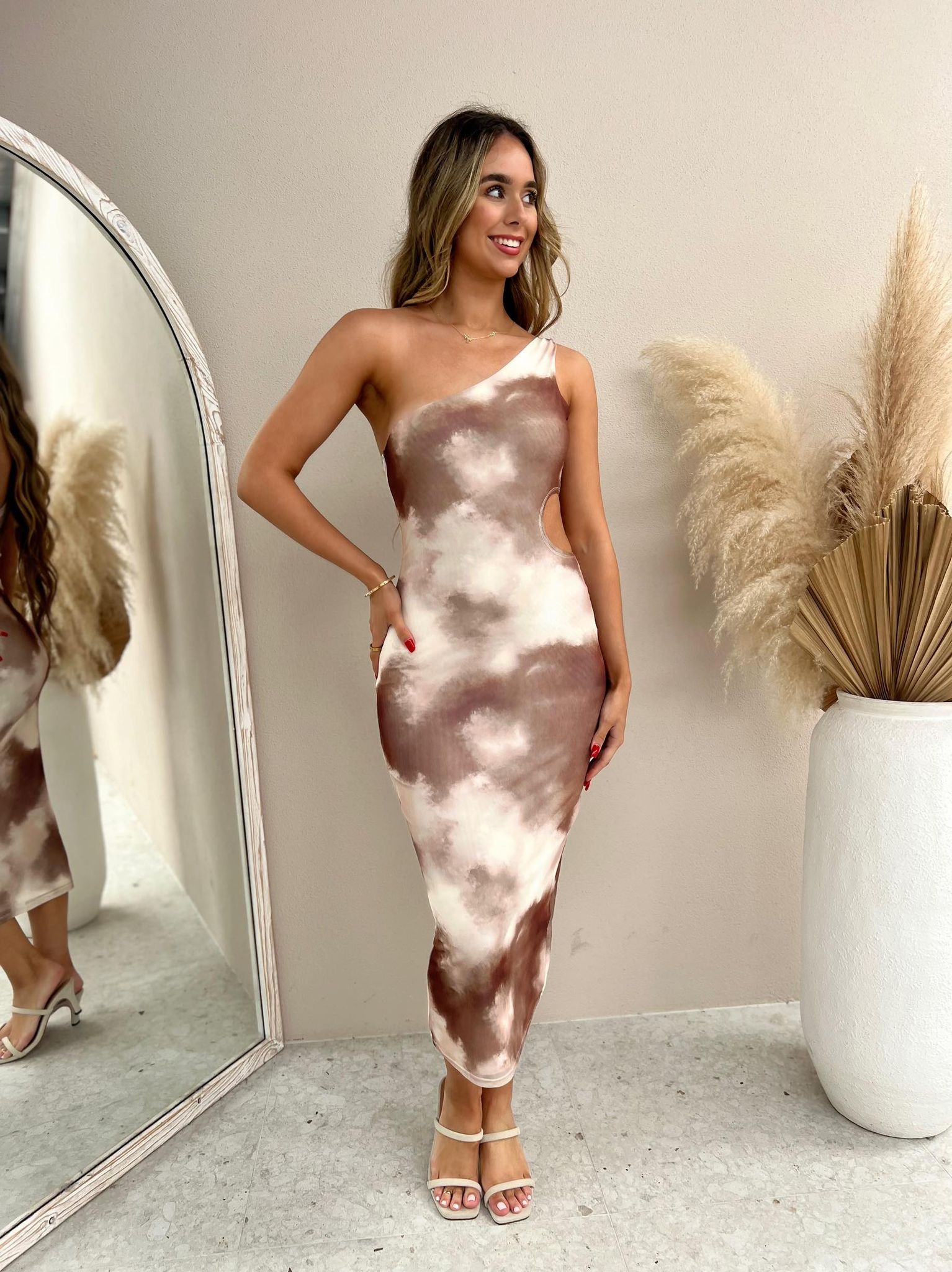 One-Shoulder Tie-Dye Dress