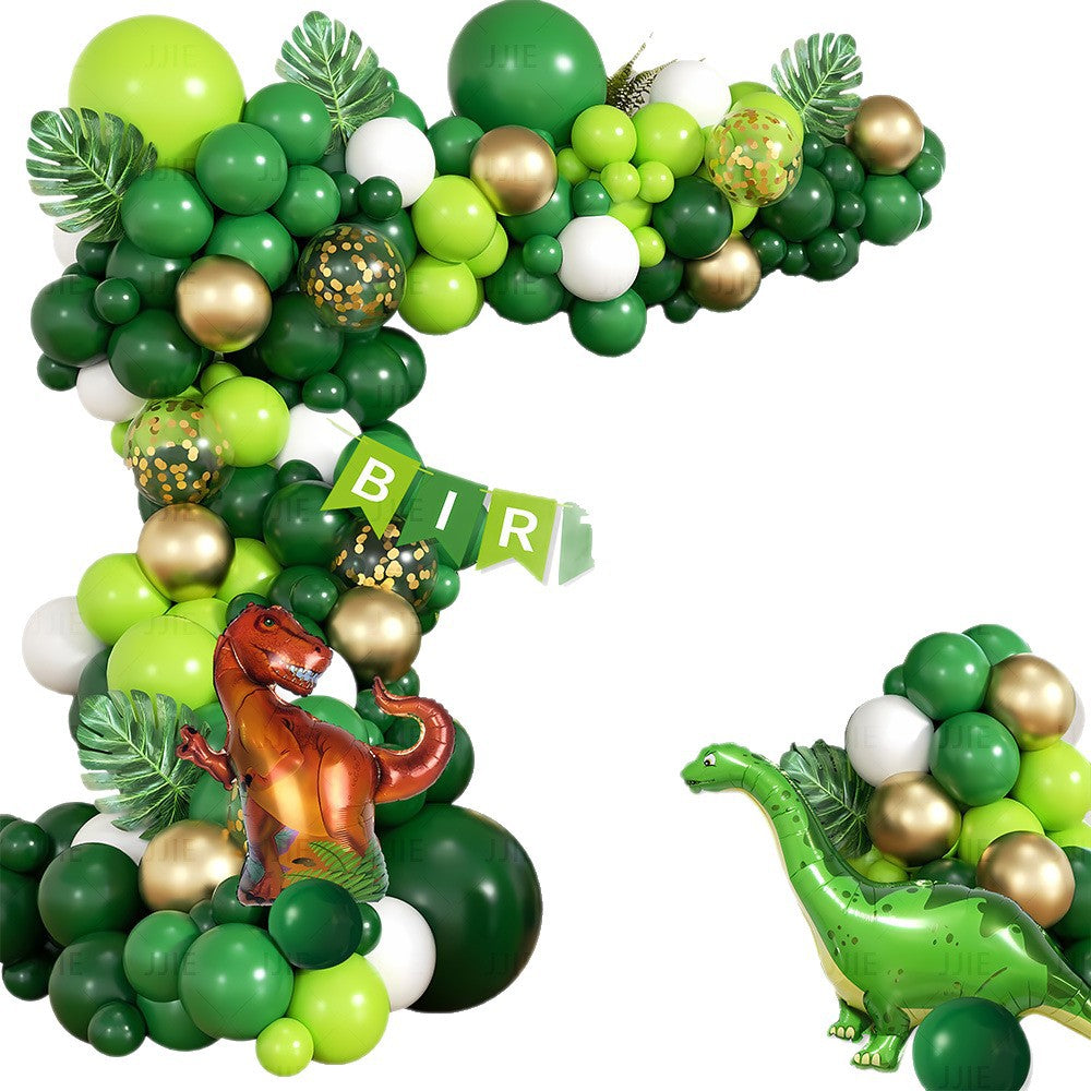 Nuvarey Dinosaur theme happy birthday ceremony girl boy atmosphere decoration scene balloon