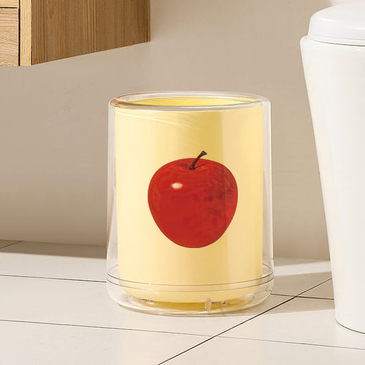 Nuvarey Apple trash can home living room trash basket cream style fruit pattern