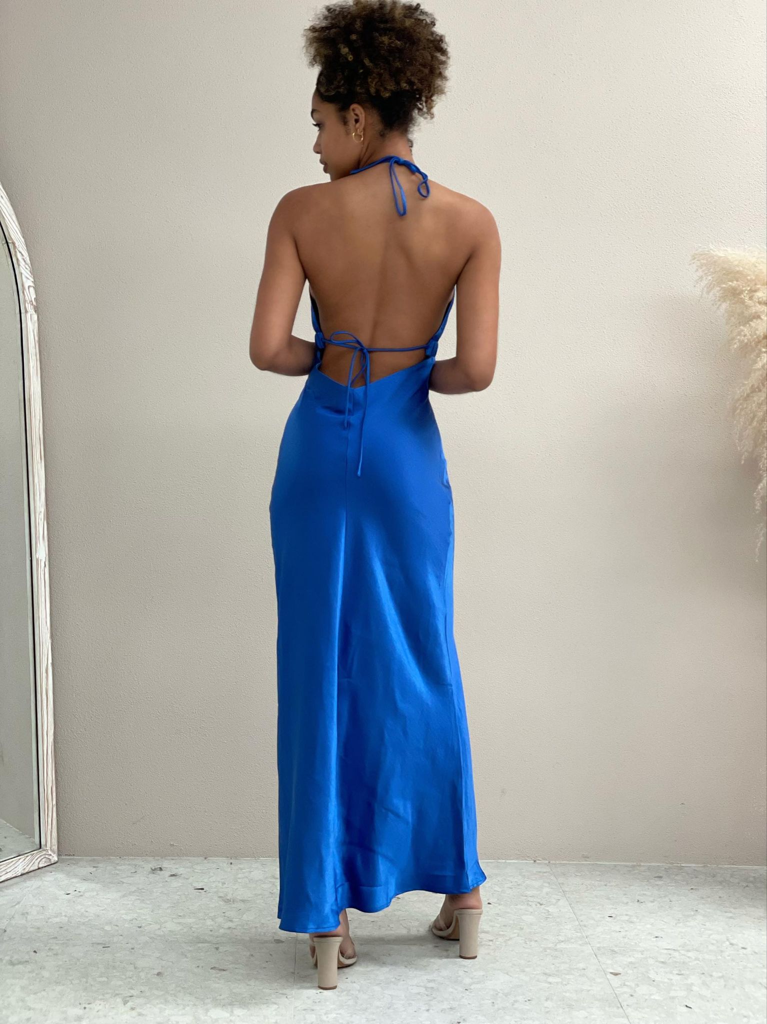 Satin Blue Maxi Dress