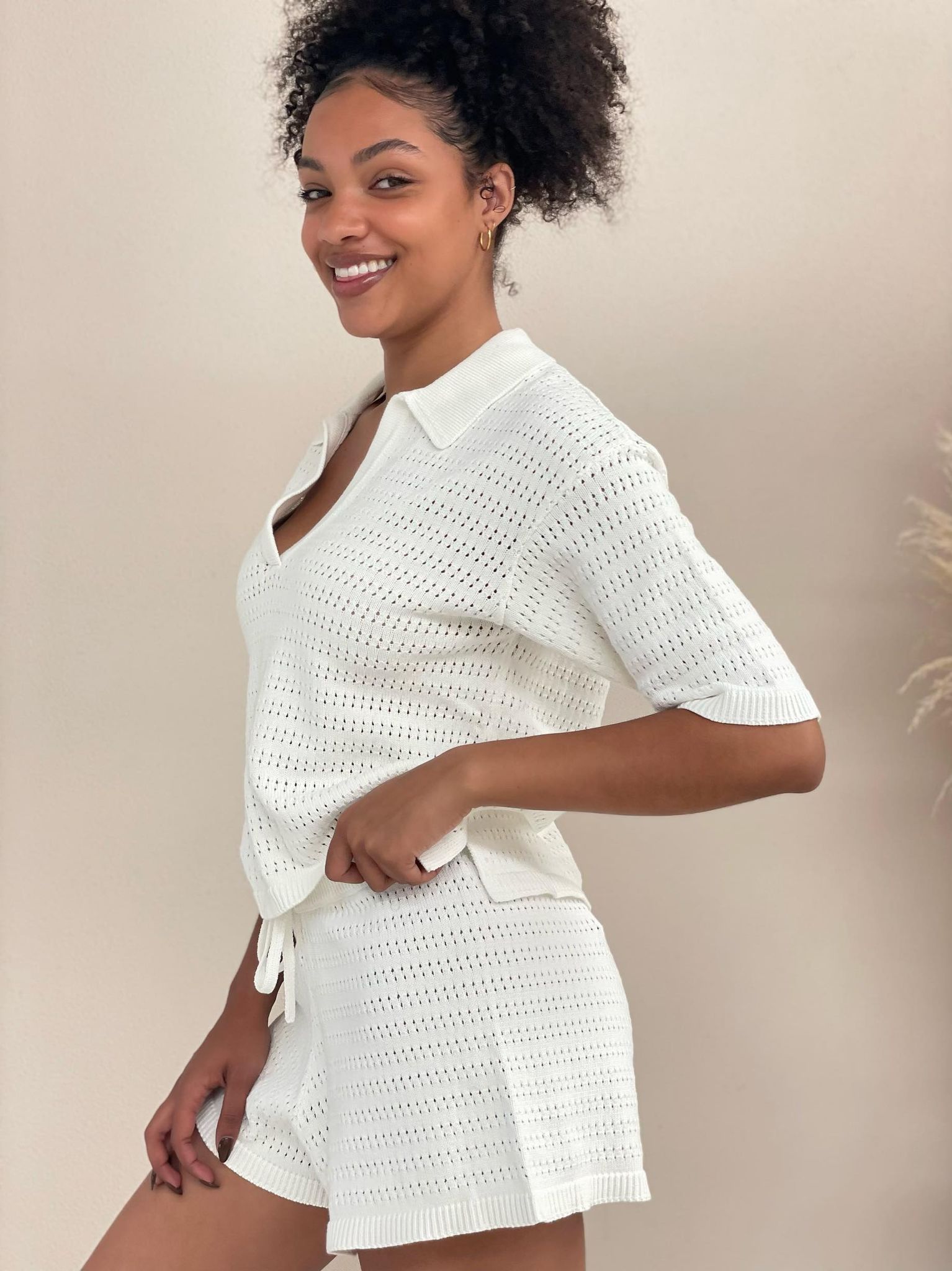 White Knit Top