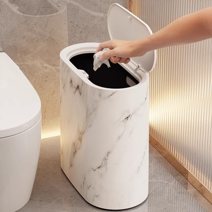 Nuvarey Oval push-type pop-up lid trash can bathroom crack plastic bucket