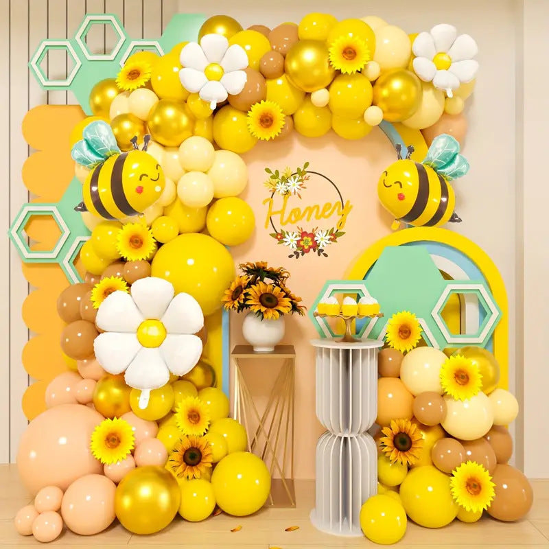 Nuvarey New Daisy Bee Balloon Chain Arch Set Anniversary Decoration