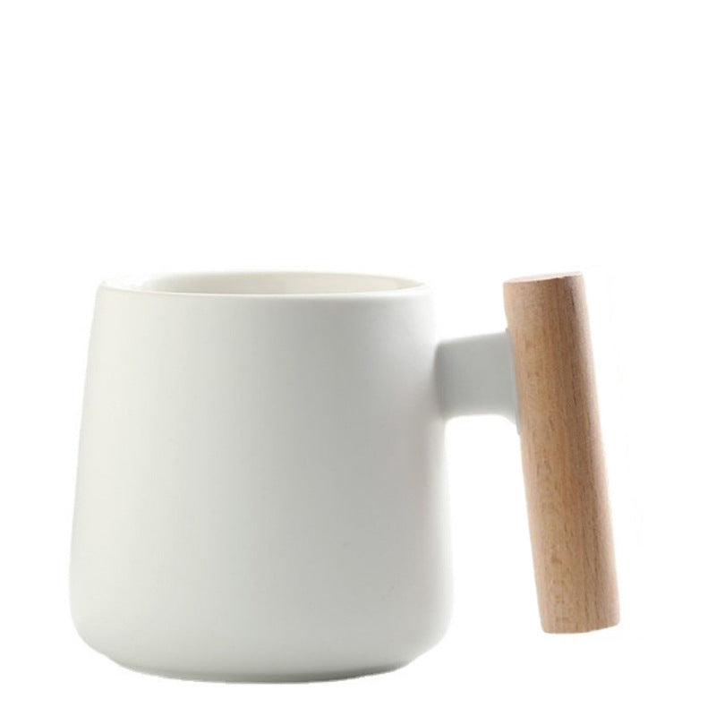 Nuvarey Wooden handle ceramic mug office water cup