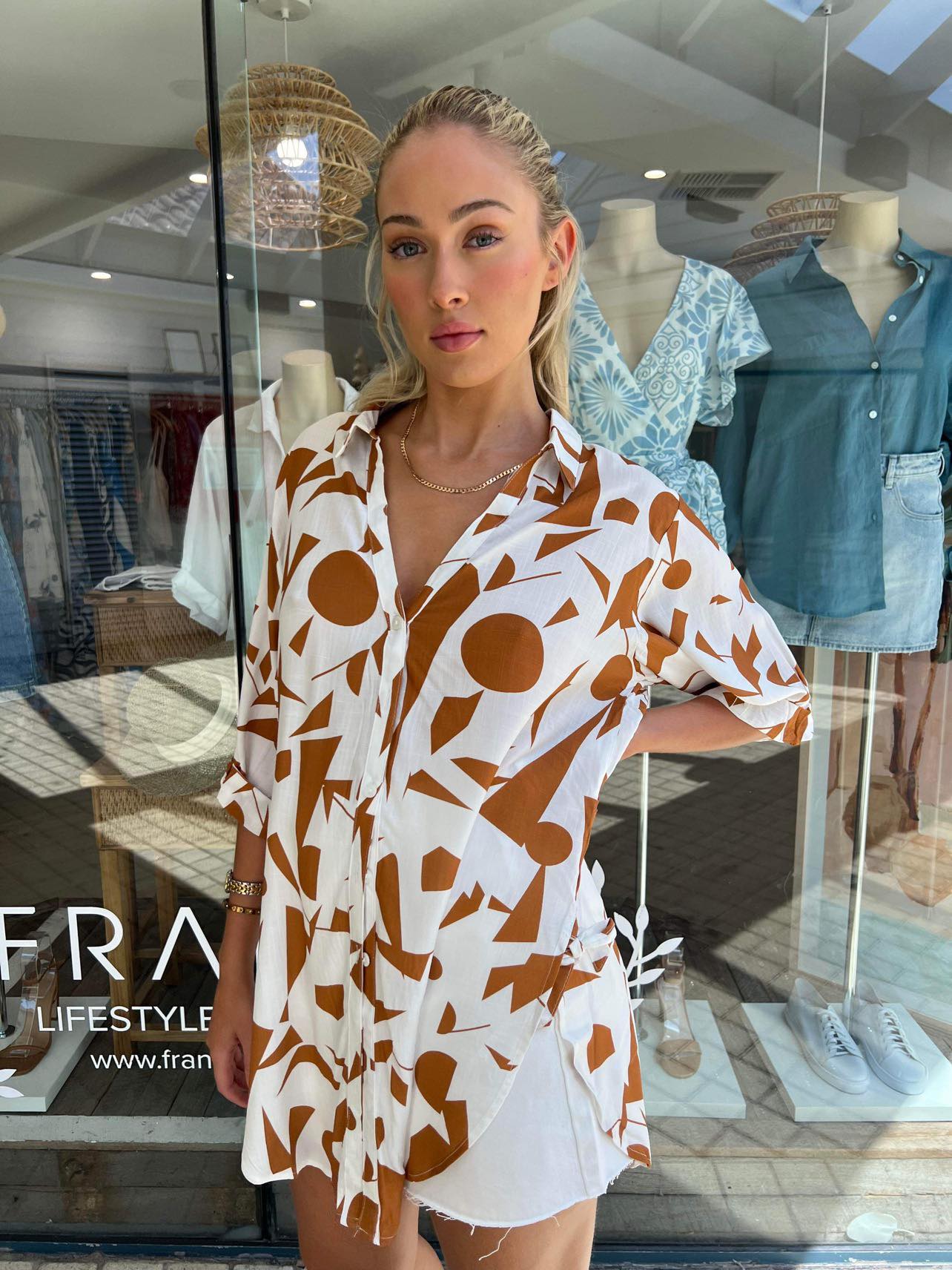 Chic Abstract Print Blouse