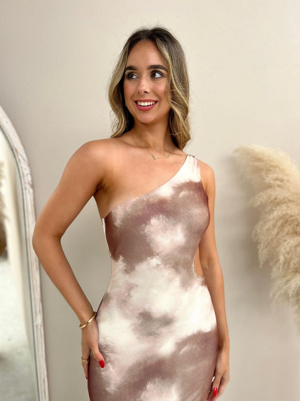 One-Shoulder Tie-Dye Dress