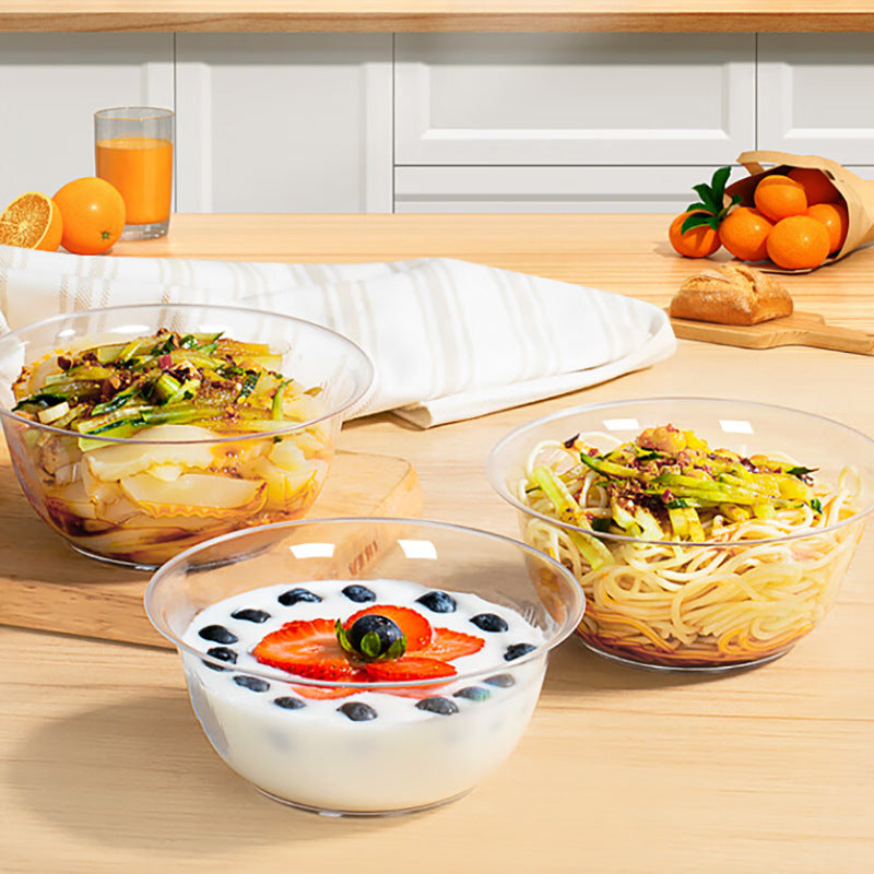Nuvarey Disposable bowl 350 ml crystal aviation bowl plastic noodle bowl outdoor picnic dessert bowl food grade