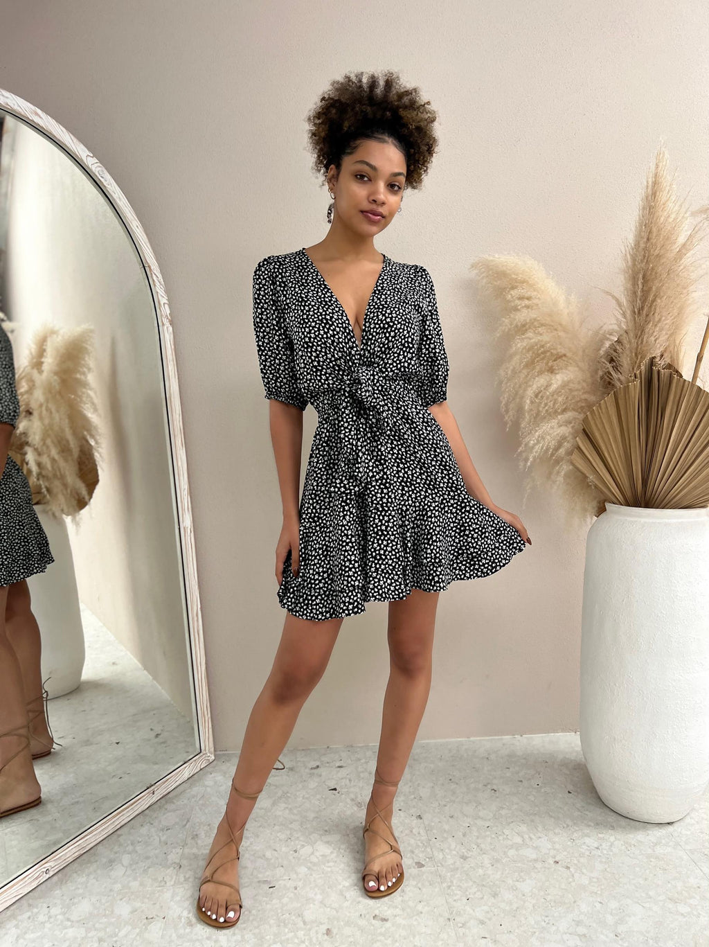 Dress - Black & White Floral