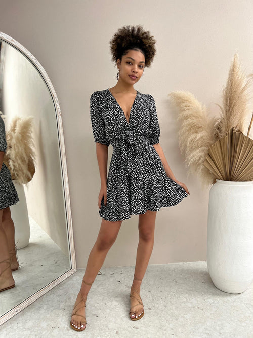 Dress - Black & White Floral