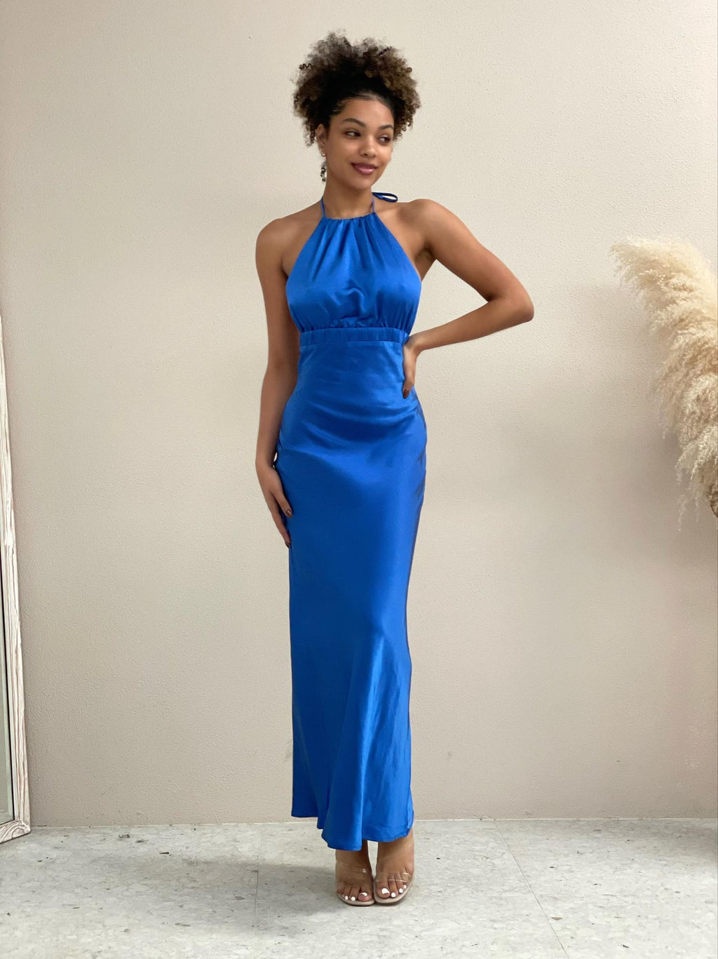 Satin Blue Maxi Dress