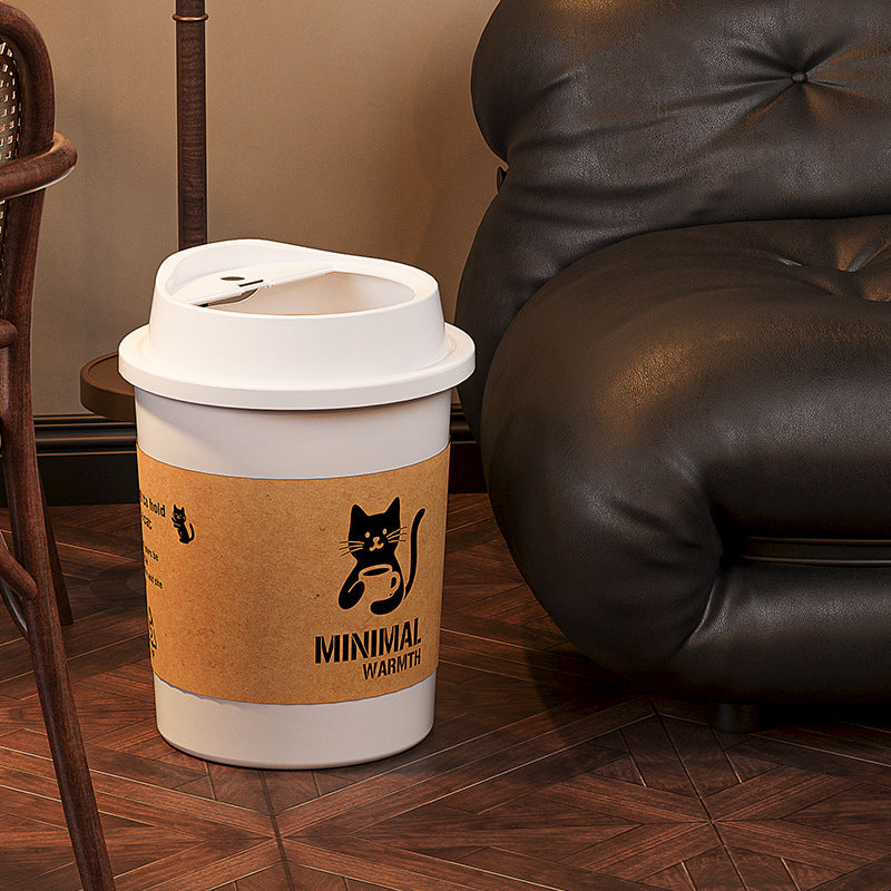 Nuvarey Creative coffee cup trash can milk tea shop bedroom living room kitchen office high value