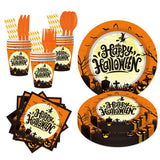 Nuvarey 9-Inch and 7-Inch Halloween Witch Theme Disposable Paper Plates (25 Each), 25 Paper Cups, 25 Napkins, 25 Forks and Knives, Dinnerware Party Set – Packaging May Vary
