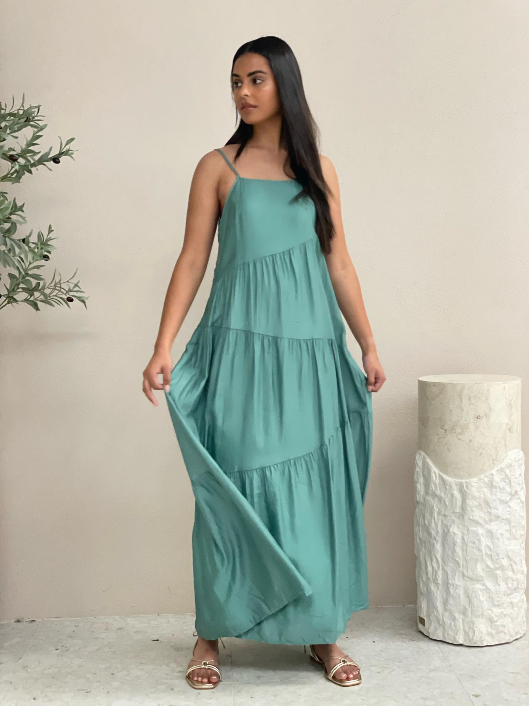 Tiered Mint Green Maxi Dress