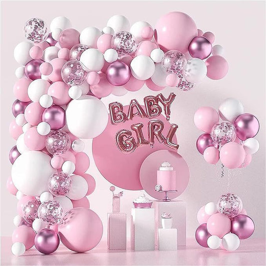 Nuvarey 120pcs pink balloons set baby shower birthday