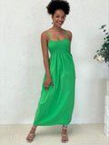 Smocked Green Maxi Dress