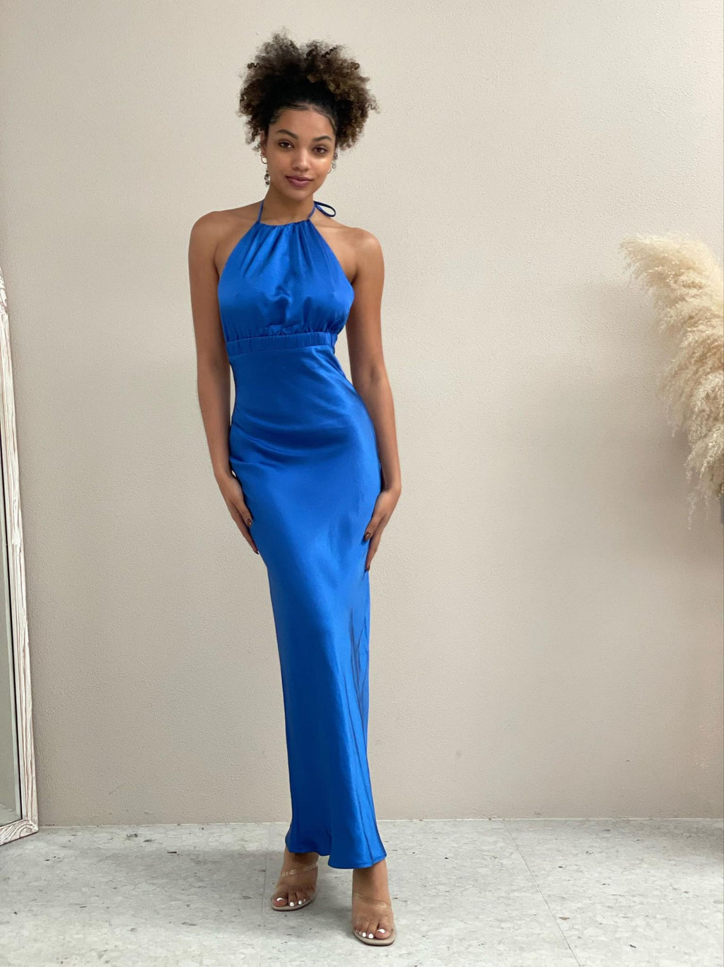Satin Blue Maxi Dress