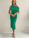 Green Satin Dress