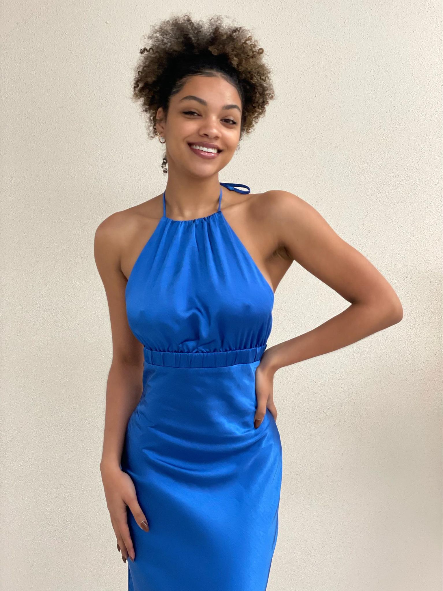 Satin Blue Maxi Dress