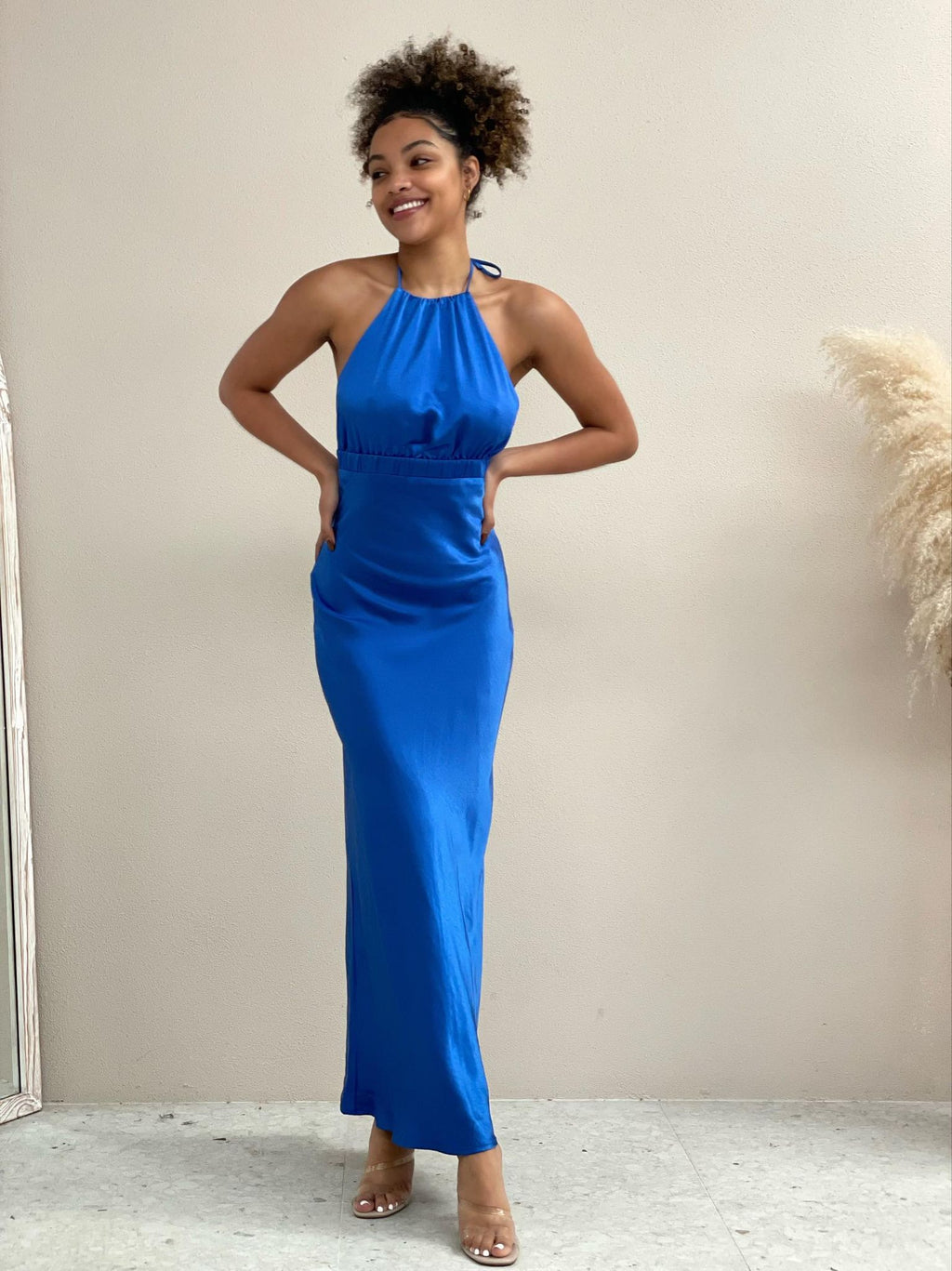 Satin Blue Maxi Dress