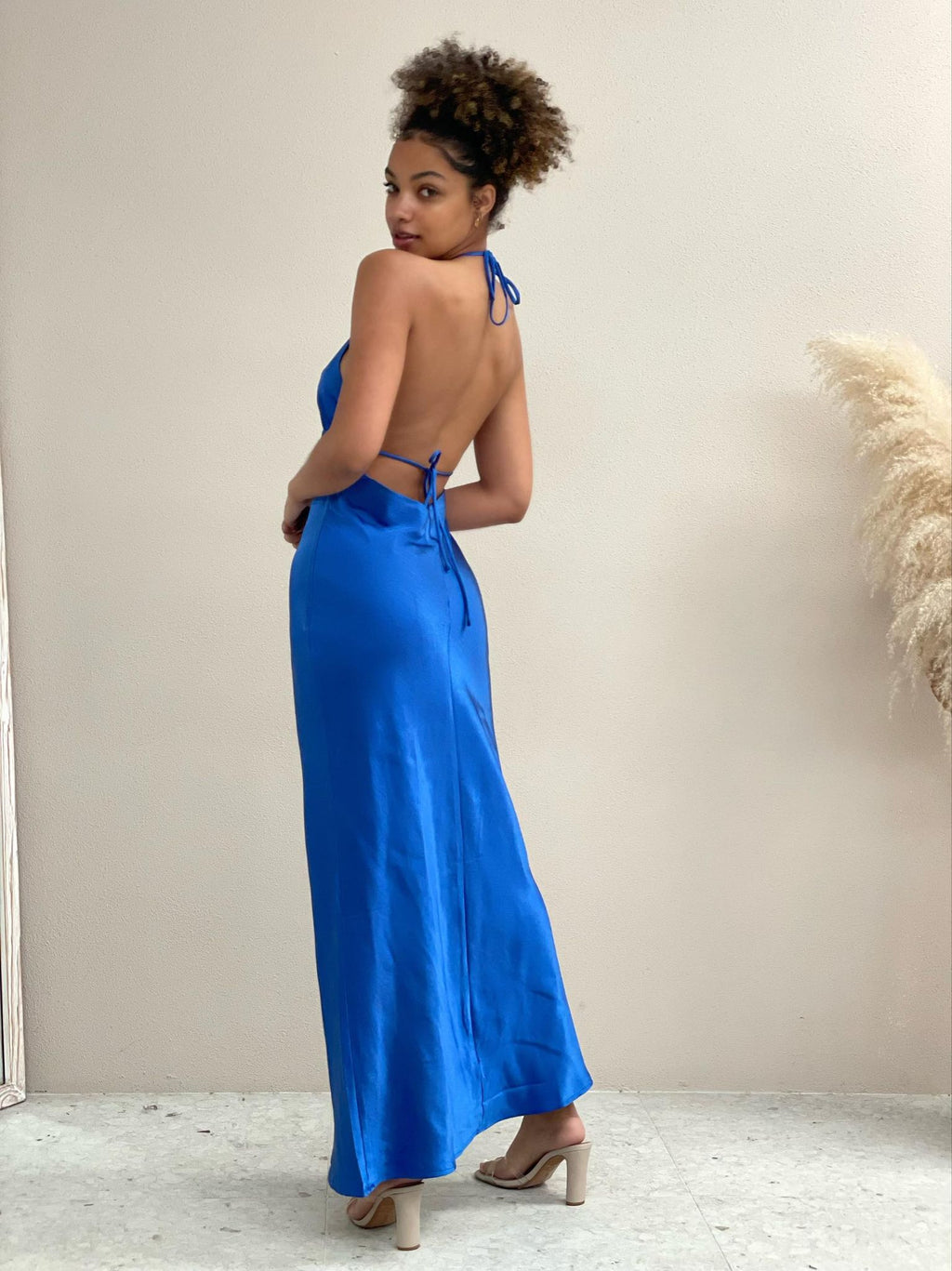 Satin Blue Maxi Dress