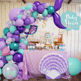 Nuvarey Mermaid theme aluminum latex balloon chain birthday balloon