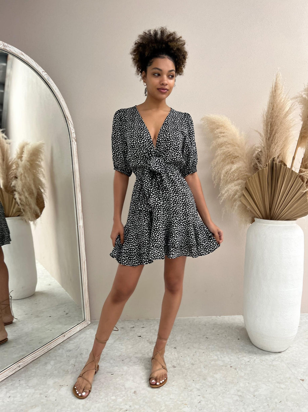 Dress - Black & White Floral