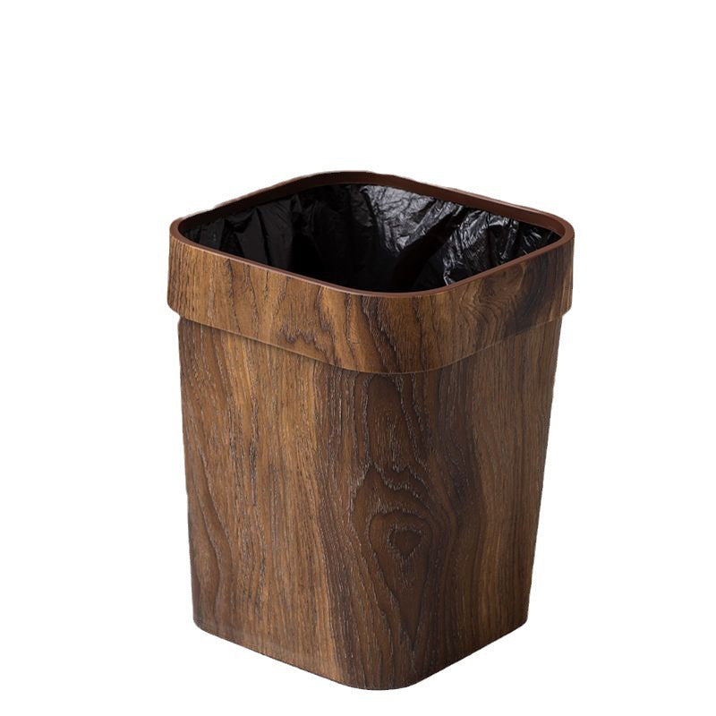 Nuvarey Chinese retro imitation wood grain trash can household large capacity creative