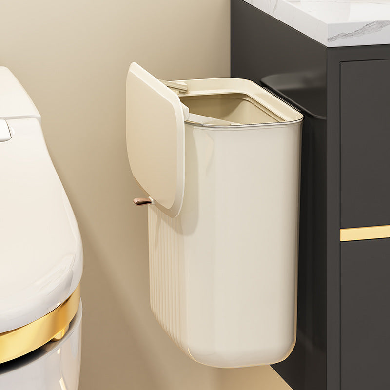 Nuvarey Wall-mounted trash can toilet kitchen household storage bucket with lid hanging gap sanitary bucket