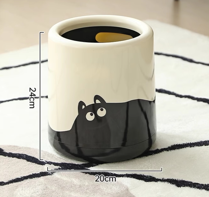 Nuvarey Cute large capacity cream style high-value push-button trash can with lid