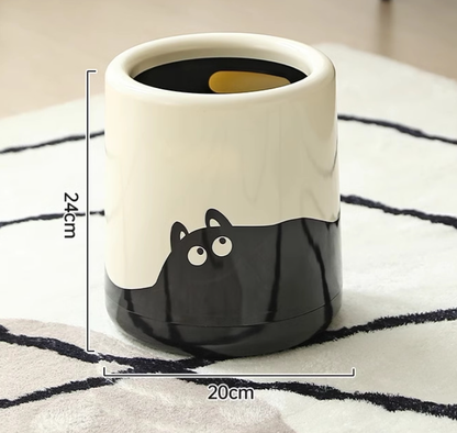 Nuvarey Cute large capacity cream style high-value push-button trash can with lid