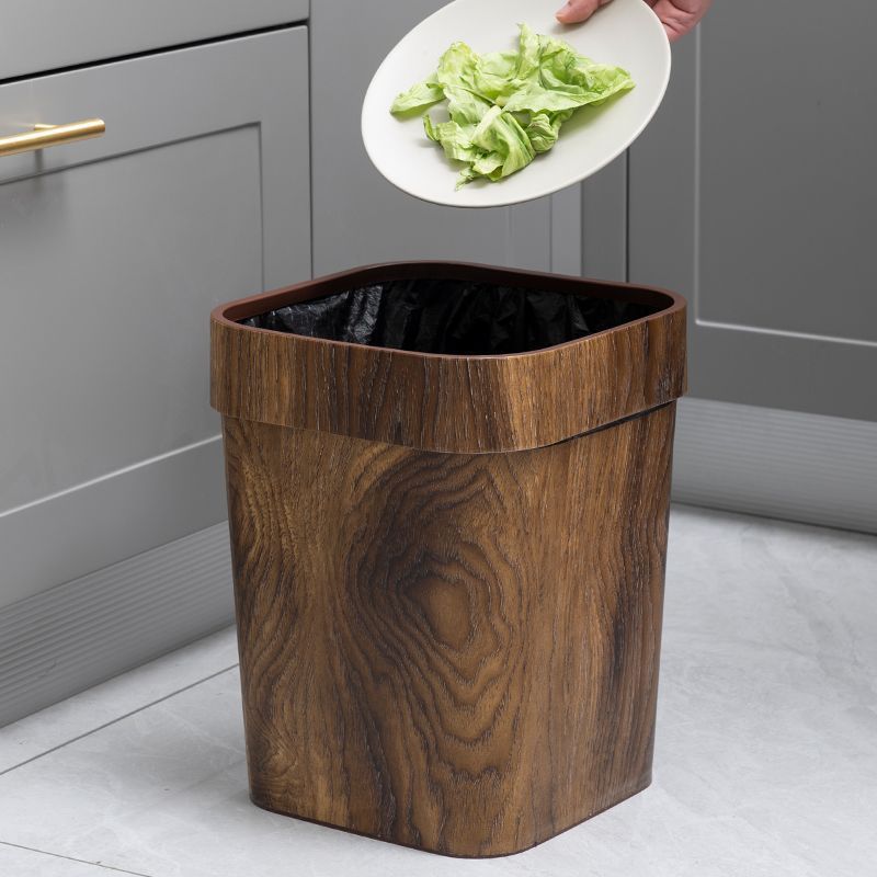 Nuvarey Chinese retro imitation wood grain trash can household large capacity creative