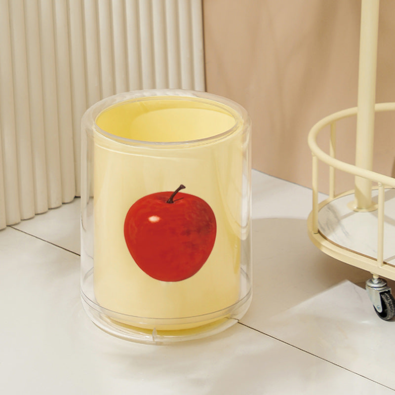Nuvarey Apple trash can home living room trash basket cream style fruit pattern