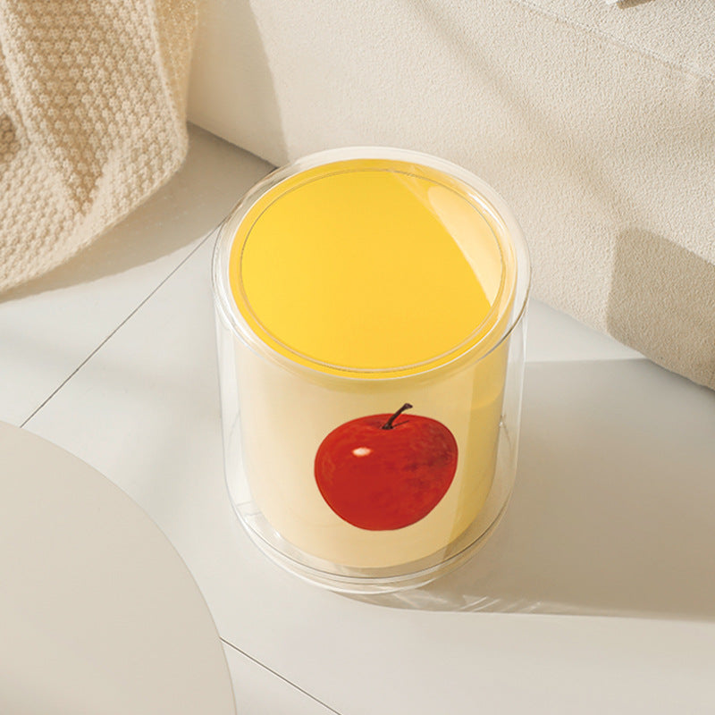 Nuvarey Apple trash can home living room trash basket cream style fruit pattern