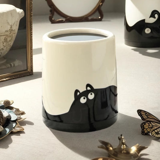 Nuvarey Cute large capacity cream style high-value push-button trash can with lid