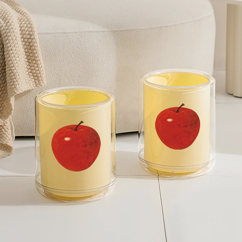 Nuvarey Apple trash can home living room trash basket cream style fruit pattern